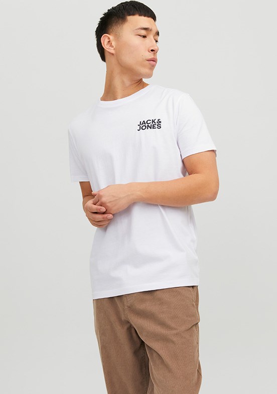 JACK&JONES JJECORP - 12151955 Erkek Beyaz Baskılı T-Shirt