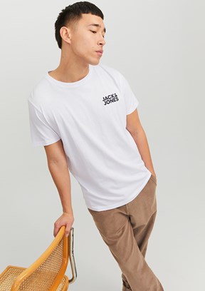 JACK&JONES JJECORP - 12151955 Erkek Beyaz Baskılı T-Shirt