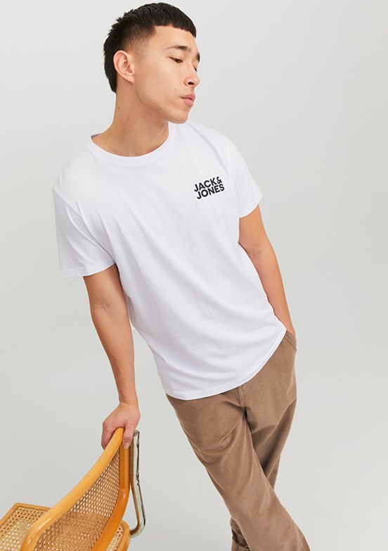 JACK&JONES JJECORP - 12151955 Erkek Beyaz Baskılı T-Shirt