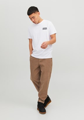 JACK&JONES JJECORP - 12151955 Erkek Beyaz Baskılı T-Shirt