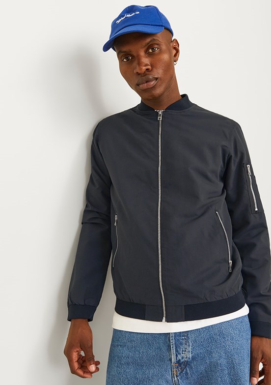 JACK&JONES JJERUSH BOMBER NOOS - 12165203 Erkek Siyah Bomber Mont