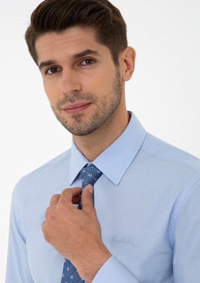 Pierre Cardin Mavi Erkek Dokuma Gömlek