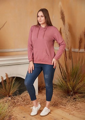 Rmg Pembe Kadın Kapüşonlu Sweatshirt