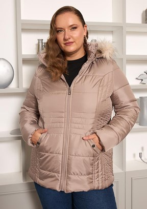 RMG Bej Kadın Basic Mont