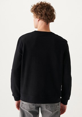 Mavi Siyah Erkek Baskılı Sweatshirt