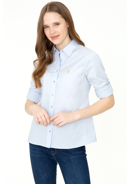 US POLO ASSN Mavi Kadın Dokuma Gömlek