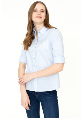 US POLO ASSN Mavi Kadın Dokuma Gömlek