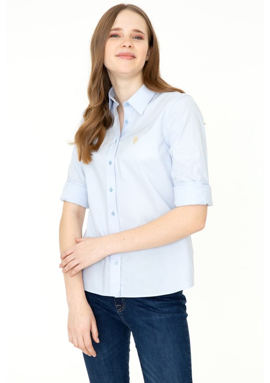 US POLO ASSN Mavi Kadın Dokuma Gömlek