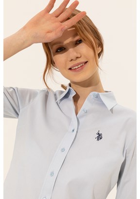 US POLO ASSN Mavi Kadın Dokuma Gömlek