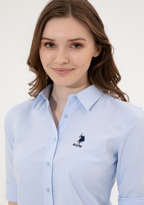 US POLO ASSN Mavi Kadın Dokuma Gömlek
