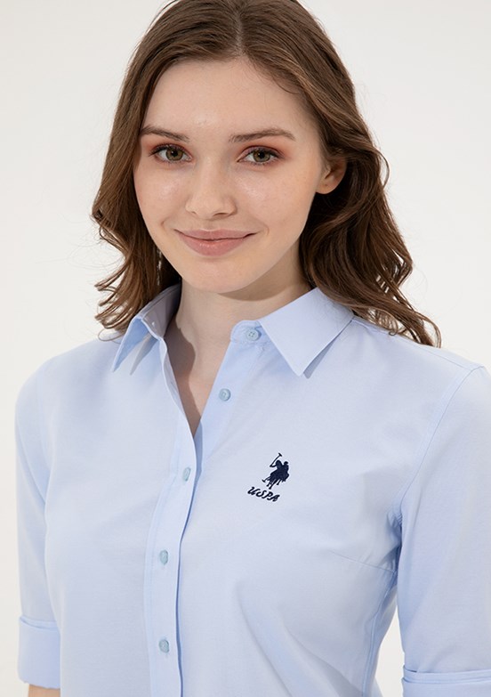 US POLO ASSN Mavi Kadın Dokuma Gömlek