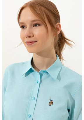 US POLO ASSN Mavi Kadın Dokuma Gömlek