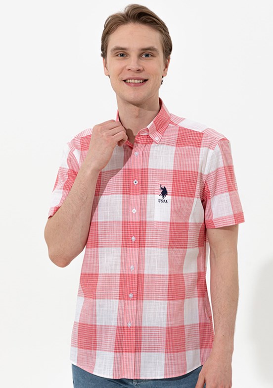 US POLO ASSN Kırmızı Erkek Kısa Kol Gömlek