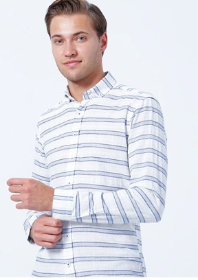 COTTON SLIM UZUN KOL, S, Mavi Buz