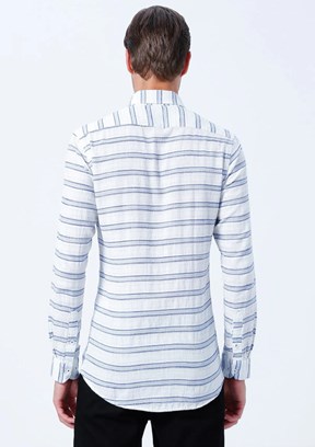 COTTON SLIM UZUN KOL, S, Mavi Buz