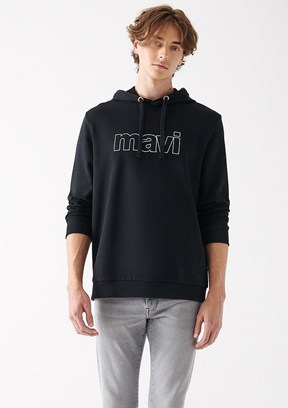 Mavi Siyah Erkek Baskılı Sweatshirt