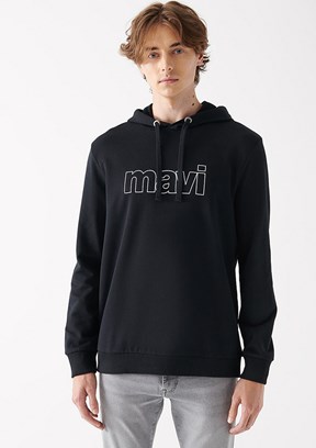 Mavi Siyah Erkek Baskılı Sweatshirt