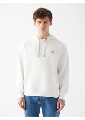 MAVİ Beyaz Erkek Kapüşonlu Sweatshirt