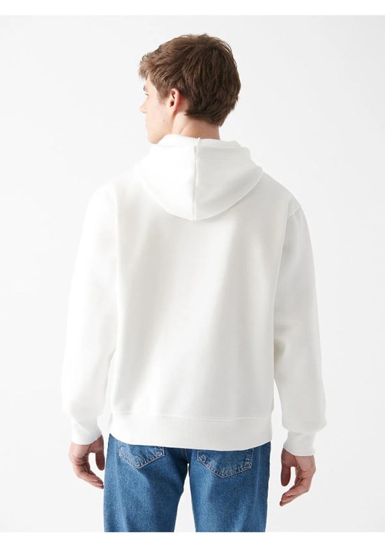 MAVİ Beyaz Erkek Kapüşonlu Sweatshirt