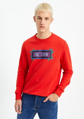 THE CROW Kırmızı Unisex O Yaka Sweatshirt