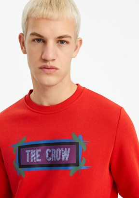THE CROW Kırmızı Unisex O Yaka Sweatshirt