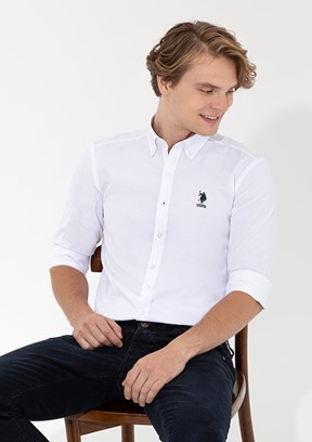 US POLO ASSN Beyaz Erkek Uzun Kol Gömlek
