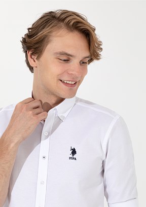 US POLO ASSN Beyaz Erkek Uzun Kol Gömlek