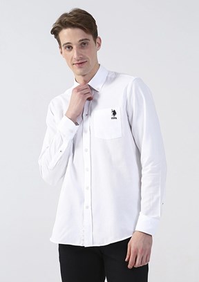 US POLO ASSN Beyaz Erkek Uzun Kol Gömlek
