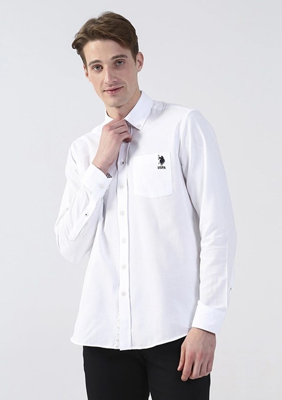 US POLO ASSN Beyaz Erkek Uzun Kol Gömlek