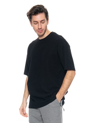 Johnny Joe Siyah Erkek Bisiklet Yaka T-Shirt