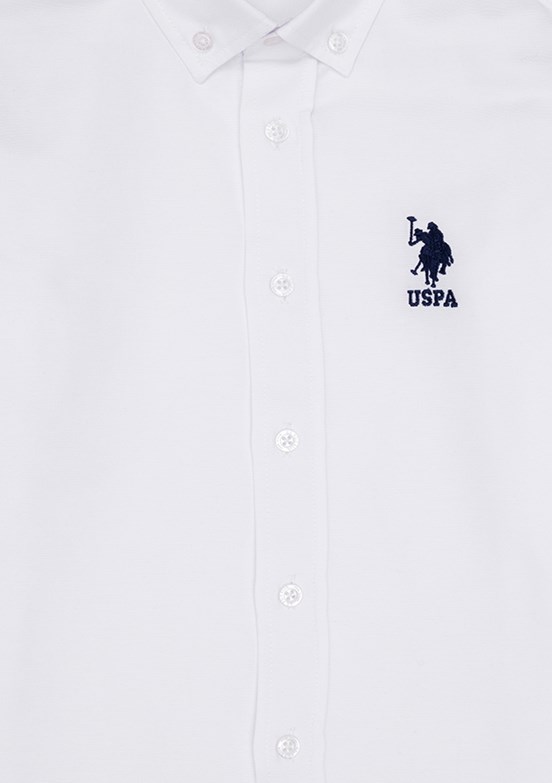 US POLO ASSN Beyaz Erkek Çocuk Dokum Gömlek