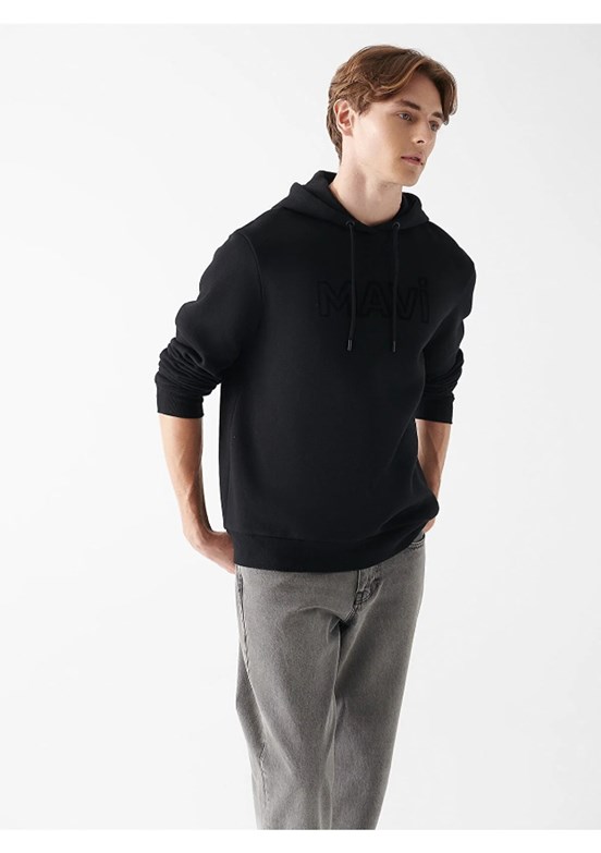 MAVİ - M0610941-900 Erkek Siyah Baskılı Sweatshirt