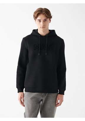 MAVİ - M0610941-900 Erkek Siyah Baskılı Sweatshirt
