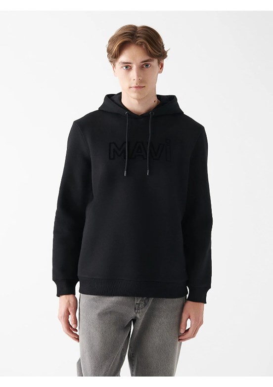 MAVİ - M0610941-900 Erkek Siyah Baskılı Sweatshirt