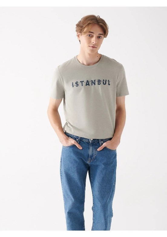 MAVİ İstanbul - M066282-31935 Erkek Gri Baskılı T-Shirt