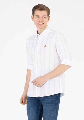 U.S. Polo Assn Beyaz Erkek Dokuma Gömlek
