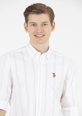 U.S. Polo Assn Beyaz Erkek Dokuma Gömlek