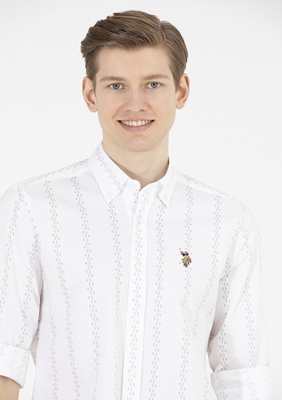 U.S. Polo Assn Beyaz Erkek Dokuma Gömlek