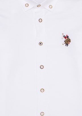 U.S. Polo Assn Beyaz Erkek Çocuk Uzun Kol Gömlek