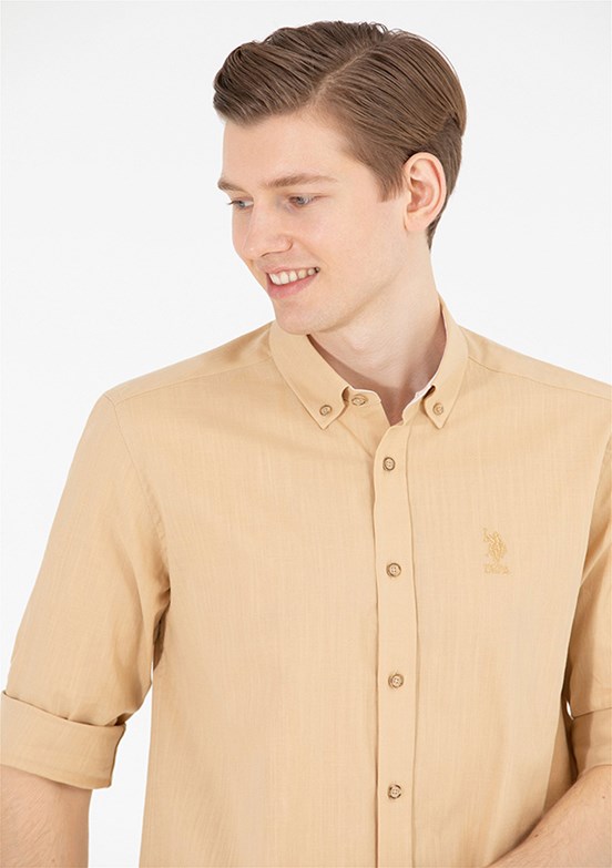 U.S. Polo Assn Kahverengi Erkek Uzun Kol Gömlek