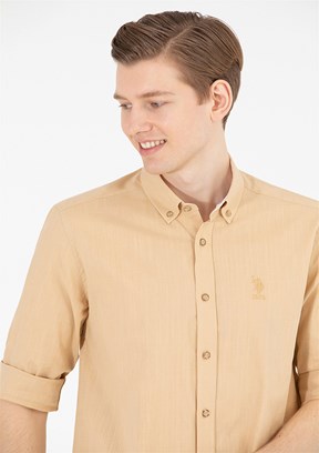 US POLO ASSN Kahverengi Erkek Dokuma Gömlek