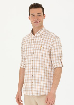 US POLO ASSN Kahverengi Erkek Dokuma Gömlek