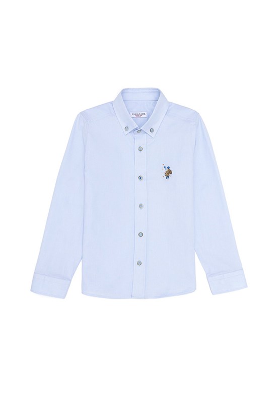 U.S. Polo Assn Mavi Erkek Çocuk Uzun Kol Gömlek