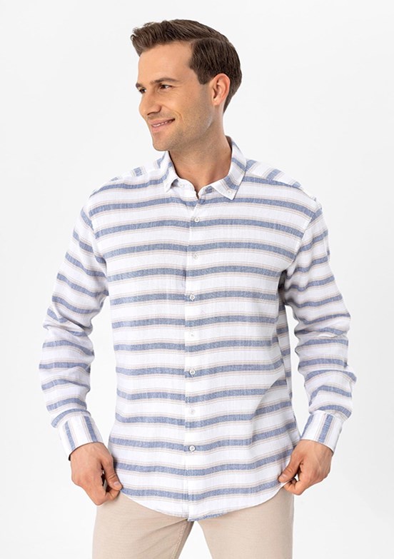 COTTON DESENLİ SLIM UZUN KOL, L, Bej