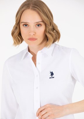U.S. Polo Assn Beyaz Kadın Dokuma Gömlek