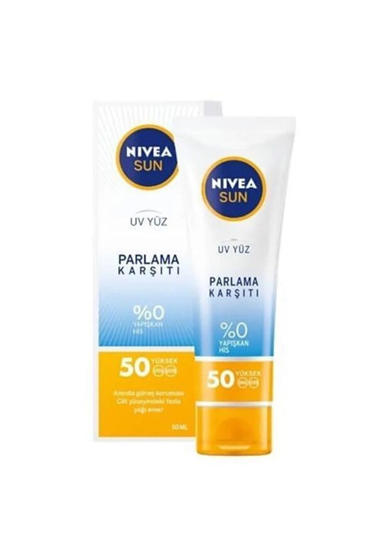 Nıvea Unisex Sun SPF50 Parlama Karşıtı & Güneş Koruyucu Yüz Güneş Kremi 50 ml, Matlaştırıcı Etki