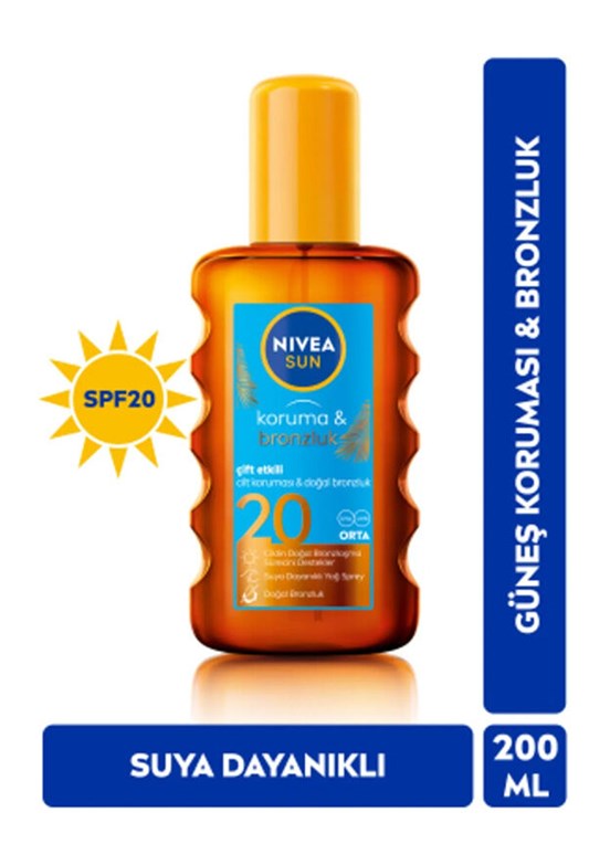 Nıvea Unisex Sun Çift Etkili Koruma ve Bronzluk Güneş Spreyi 200ml SPF20