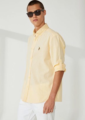 U.S. Polo Assn Sarı Erkek Dokuma Gömlek