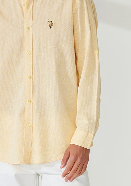 U.S. Polo Assn Sarı Erkek Dokuma Gömlek