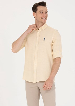 U.S. Polo Assn Sarı Erkek Dokuma Gömlek